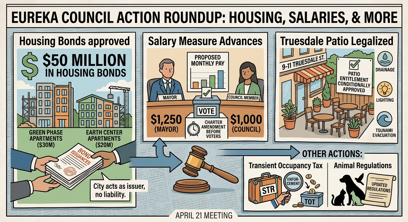 Eureka council clears $50 million in housing bonds, advances salary measure, legalizes Truesdale patio