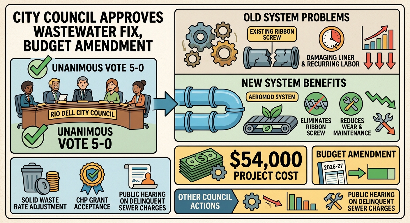 Rio Dell council approves $54,000 wastewater conveyance fix, budget amendment