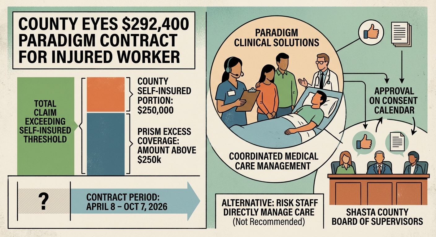 Shasta County eyes retroactive $292,400 Paradigm contract for injured worker’s care