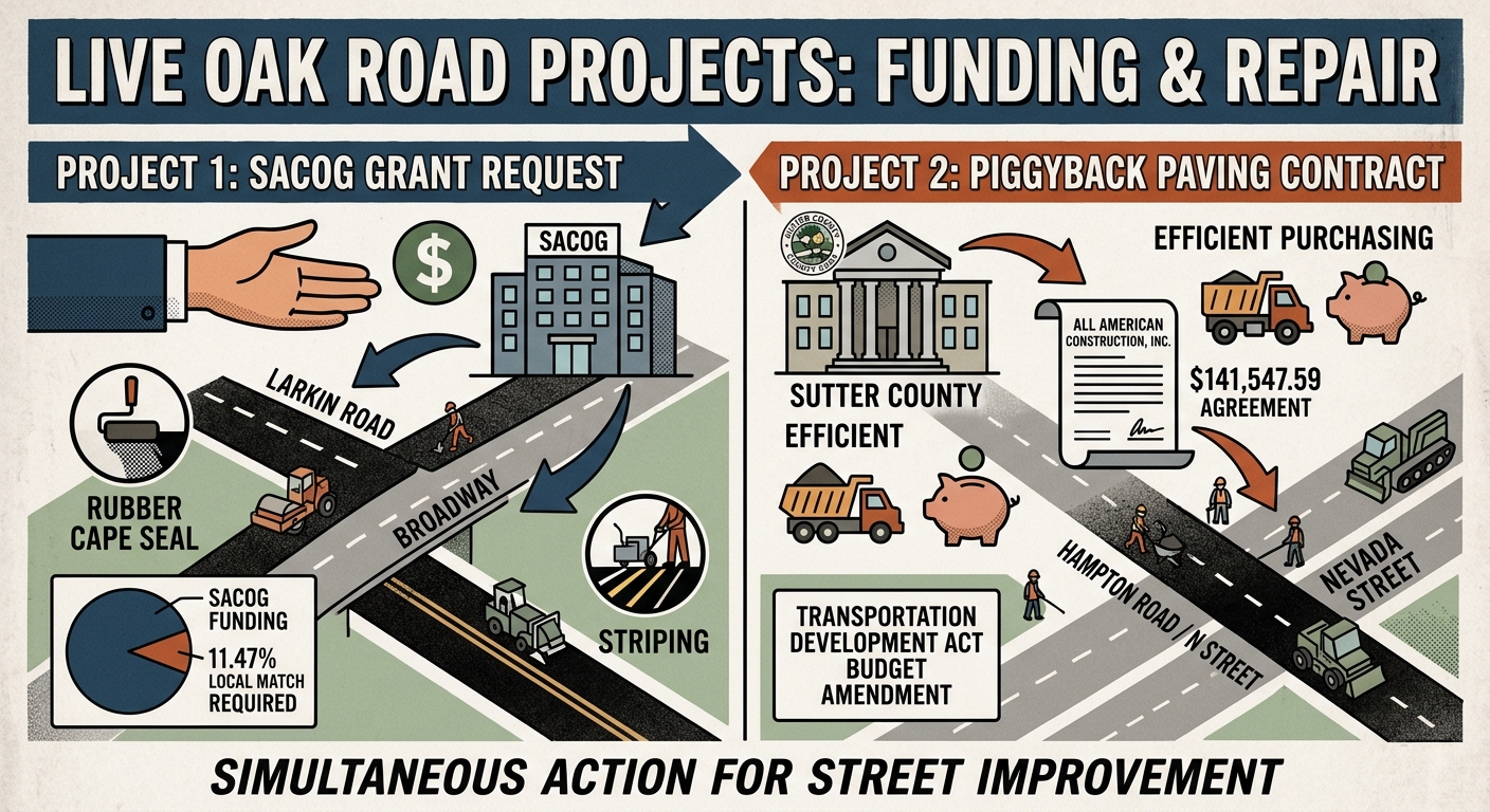 Live Oak lines up SACOG road funding request, piggyback paving contract