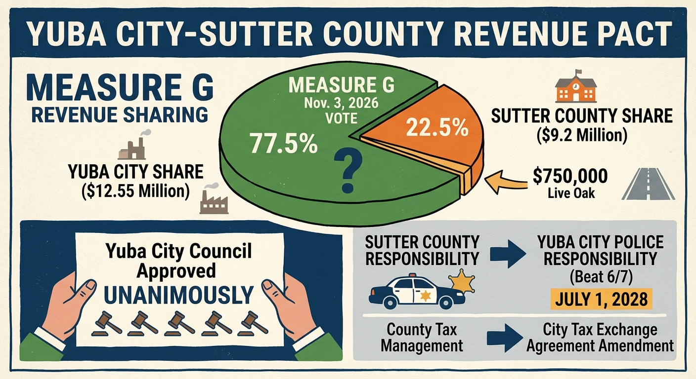 Yuba City council approves Measure G revenue-sharing pact with Sutter County