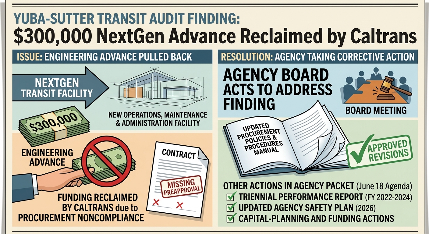 Yuba-Sutter Transit audit trail points to $300,000 NextGen engineering advance pulled back over procurement issues