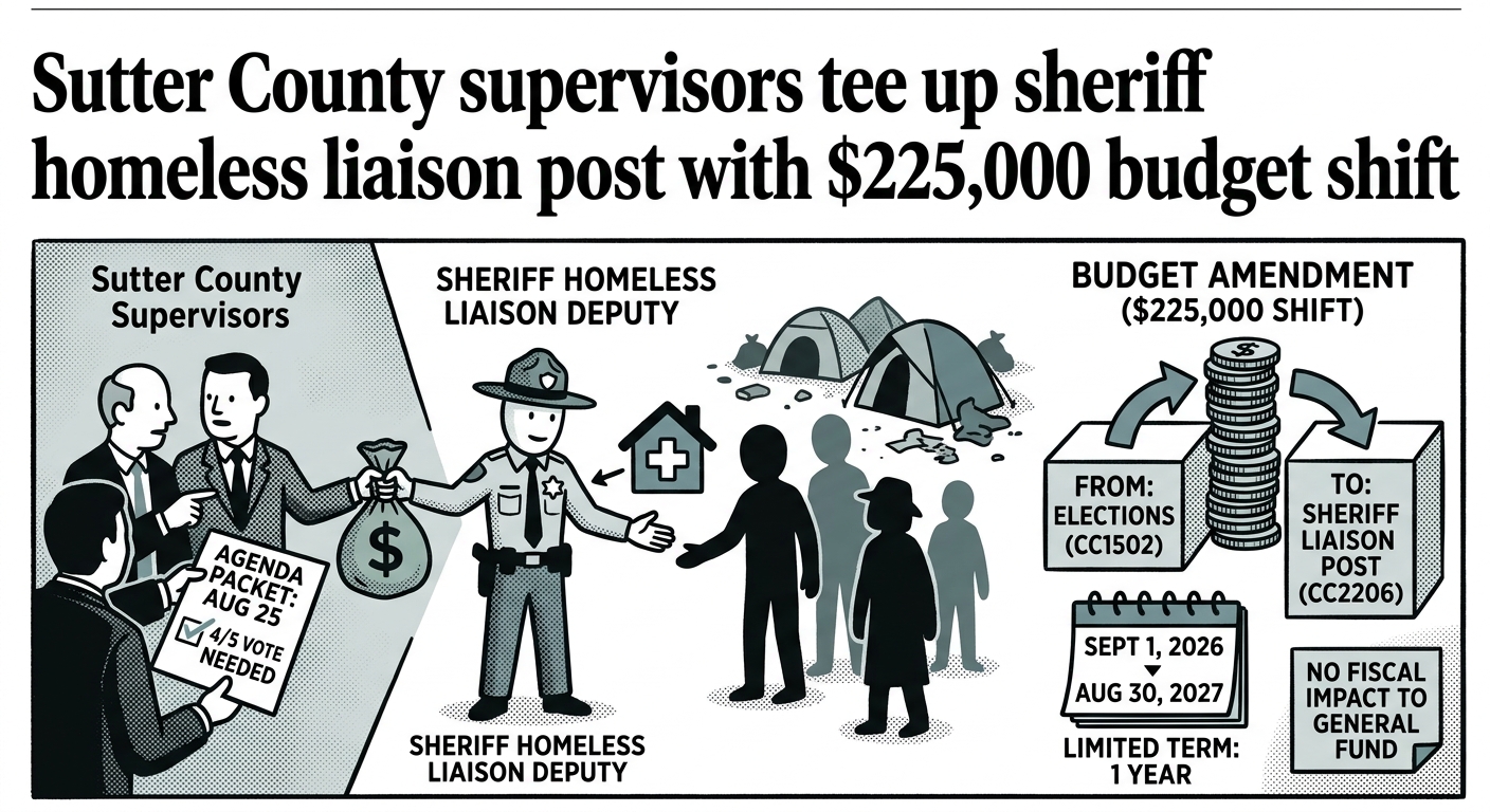 Sutter County supervisors tee up sheriff homeless liaison post with $225,000 budget shift