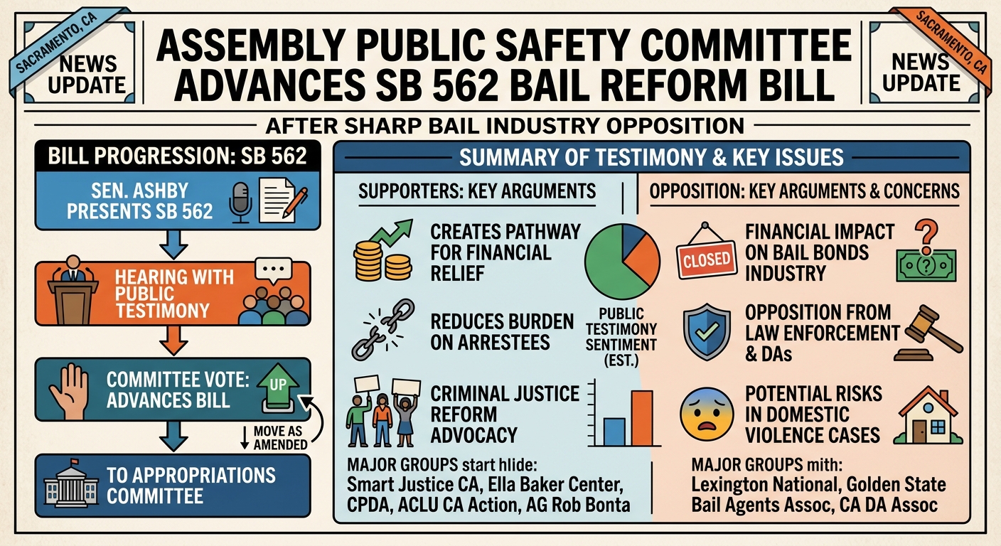 Assembly Public Safety Committee advances SB 562 after sharp bail industry opposition