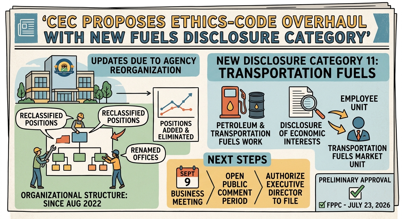 CEC proposes ethics-code overhaul with new fuels disclosure category