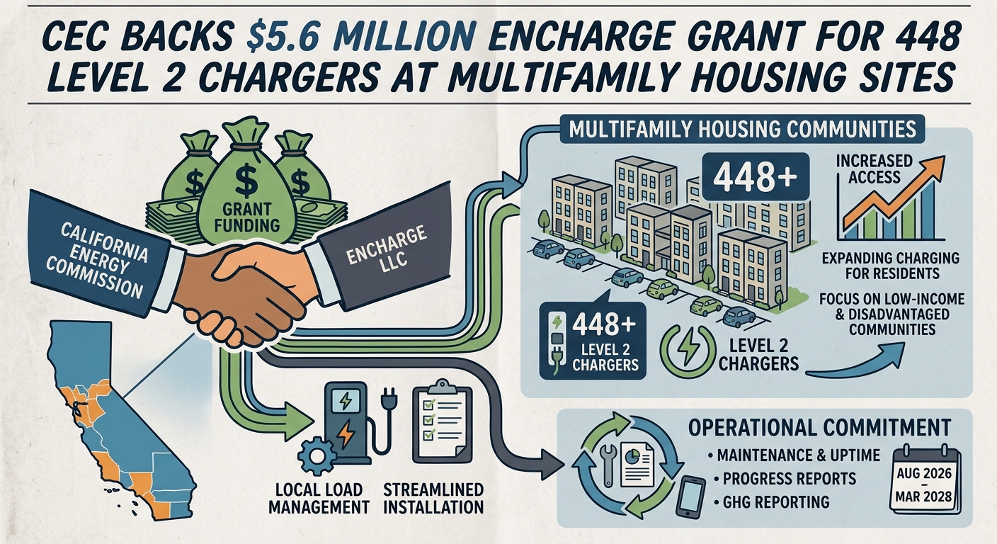 CEC backs $5.6 million EnCharge grant for 448 Level 2 chargers at multifamily housing sites