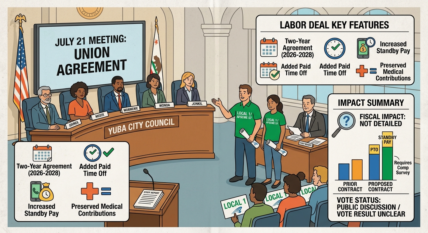 Yuba City council set to approve two-year labor deal with Local 1 that adds PTO and standby pay