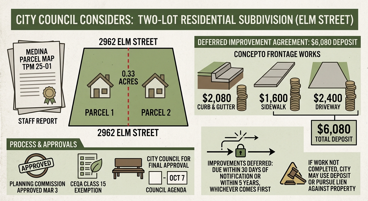 Live Oak council weighs two-lot Elm Street subdivision with deferred $6,080 frontage work