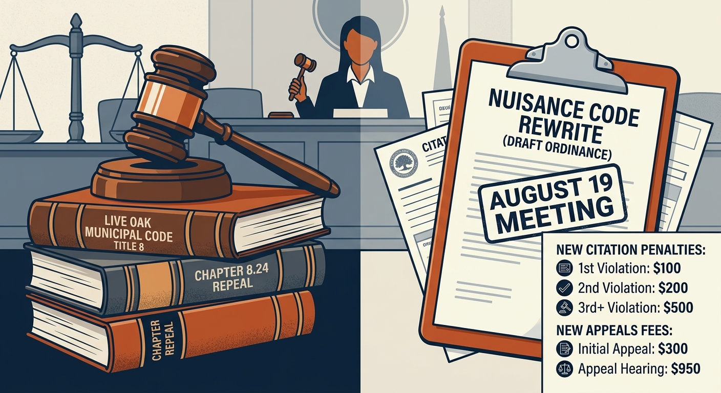 Live Oak council to weigh nuisance-code rewrite with new citation fees and appeals