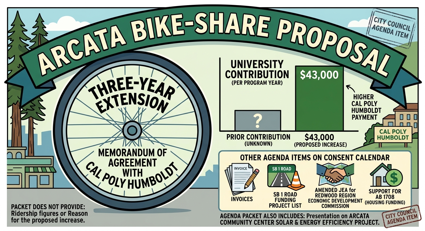 Arcata agenda proposes three-year bike-share extension with higher Cal Poly Humboldt payment