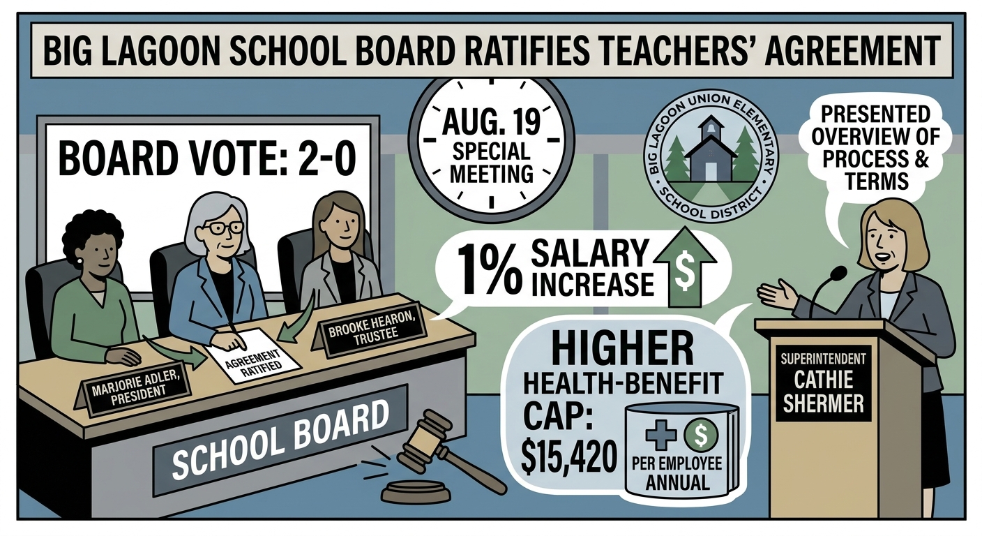 Big Lagoon school board ratifies teachers’ agreement with 1% raise, higher health-benefit cap