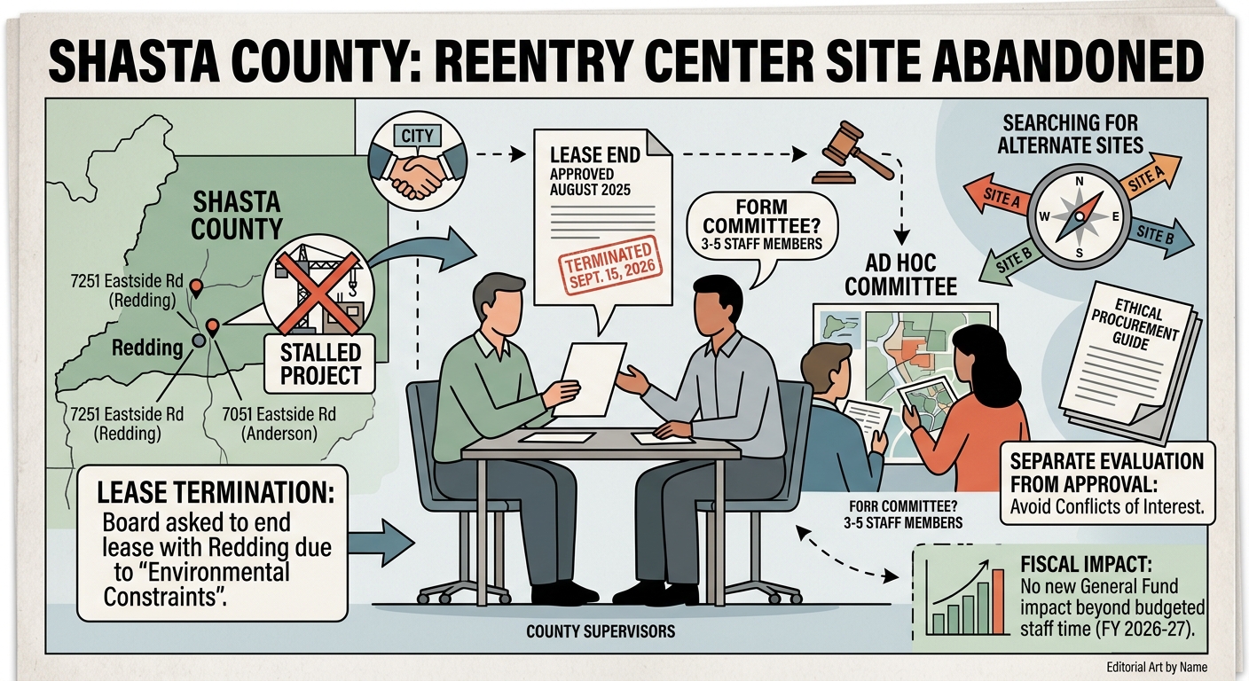 Shasta County moves to end Redding lease for stalled reentry center project