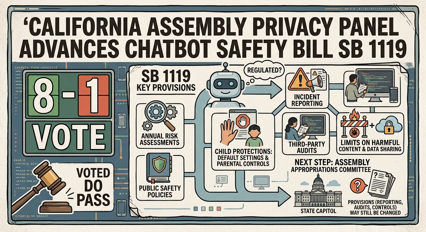 Assembly privacy panel advances chatbot safety bill SB 1119 on 8-1 vote