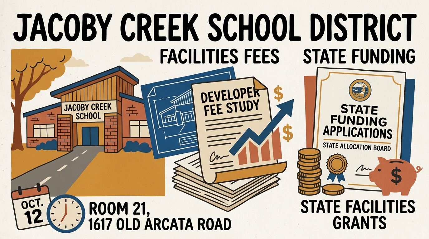 Jacoby Creek trustees to consider facilities-fee update, study contract and state funding applications