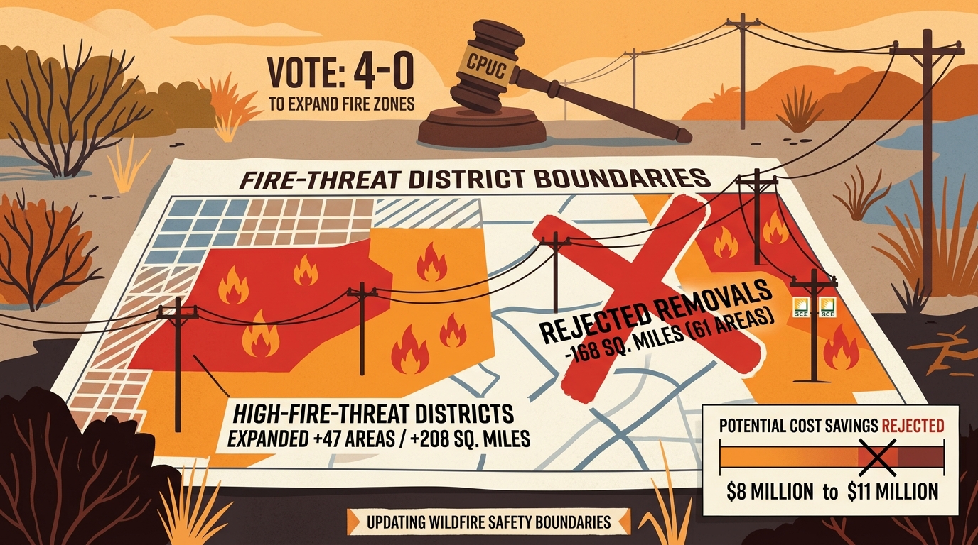 CPUC expands high-fire-threat districts, rejects SCE’s proposed removals