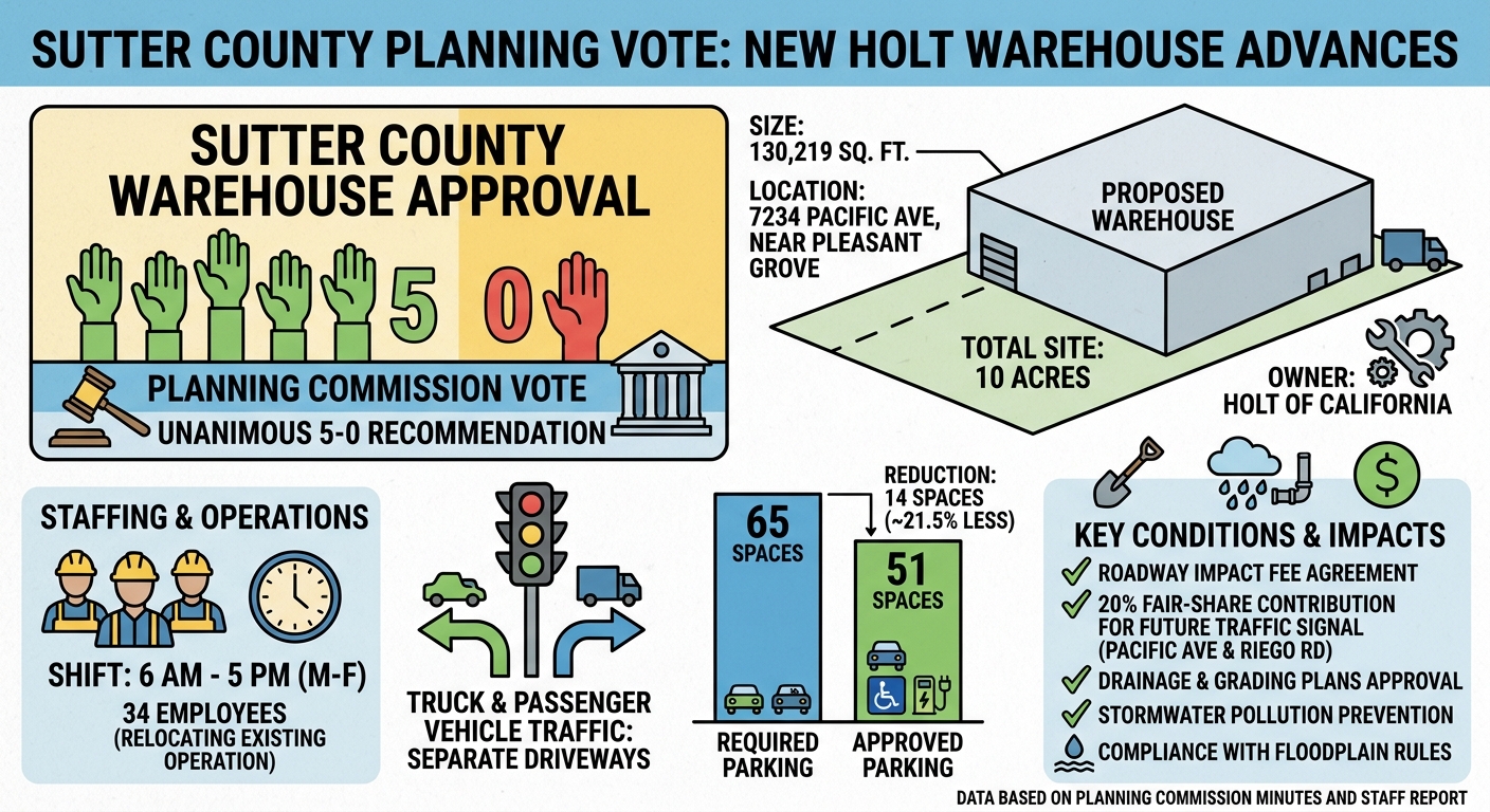 Sutter planners vote 5-0 to advance 130,219-square-foot Holt warehouse