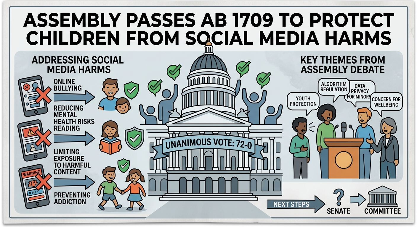 Assembly passes AB 1709 on social-media harms to children with unanimous vote