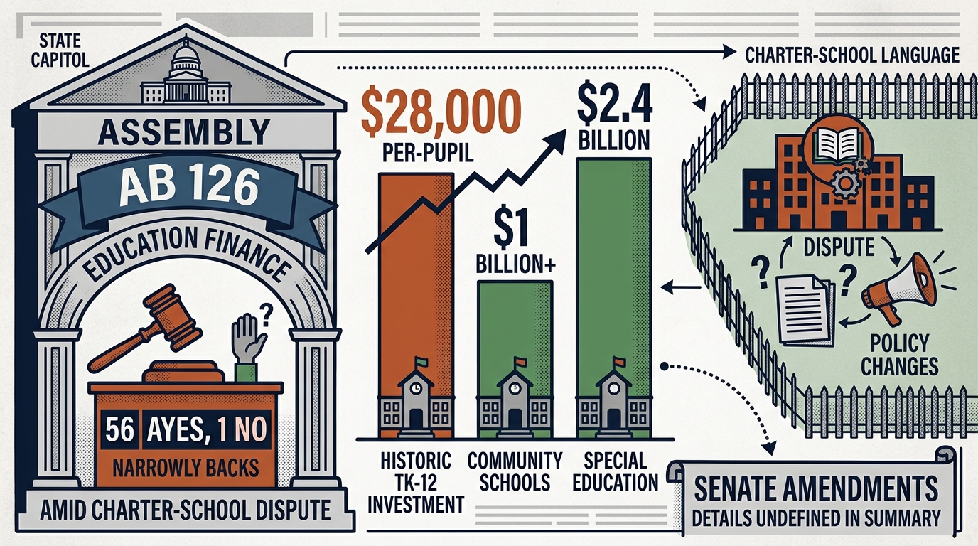 Assembly narrowly backs AB 126 education finance trailer bill amid charter-school dispute