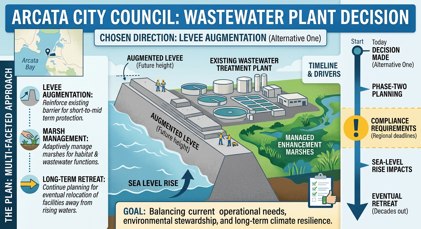 Arcata council backs levee-augmentation option for wastewater plant future
