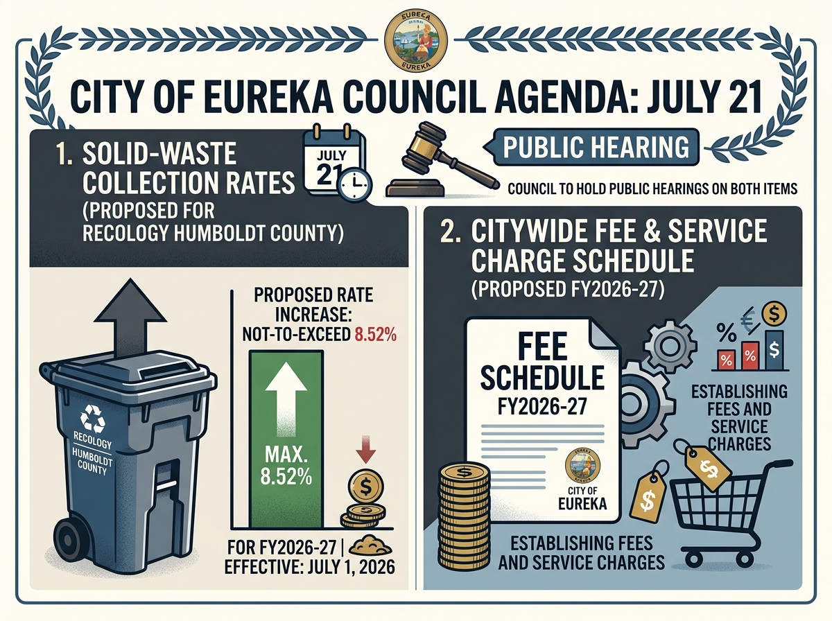 Eureka council agenda puts solid-waste hike, fee schedule before July 21 hearing
