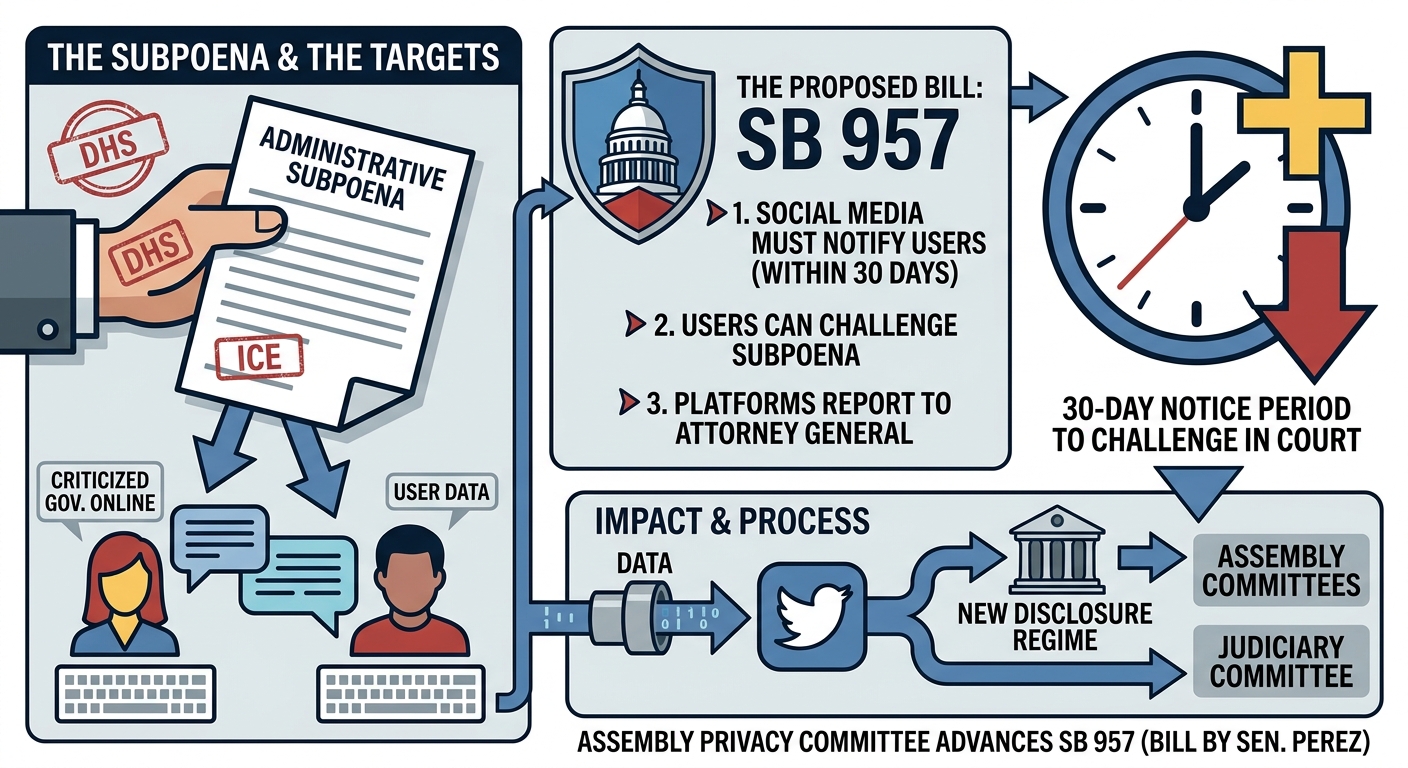 Assembly privacy committee advances SB 957 on subpoena notices for social media users