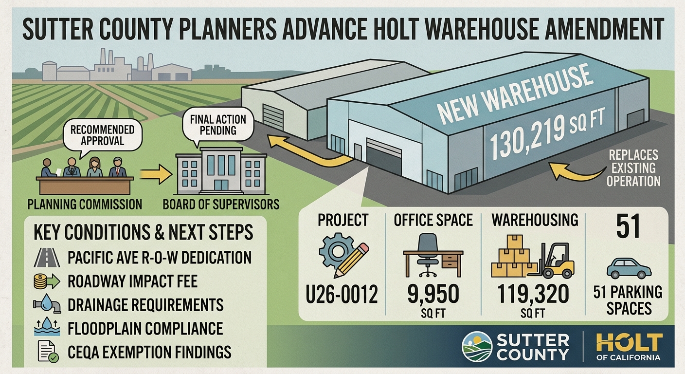 Sutter County planners advance Holt warehouse amendment for board review