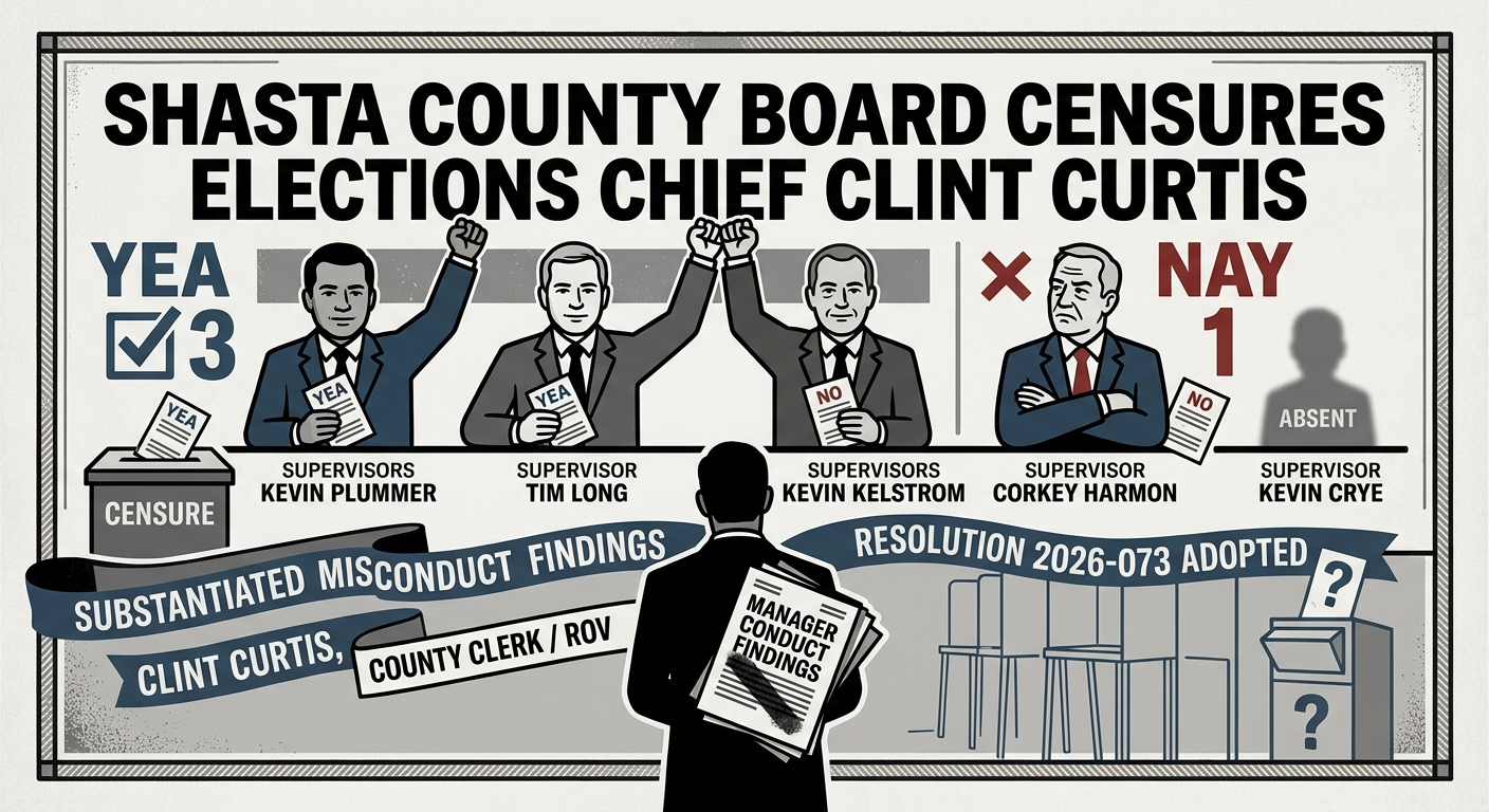 Shasta supervisors censure elections chief Clint Curtis in 3-1 vote
