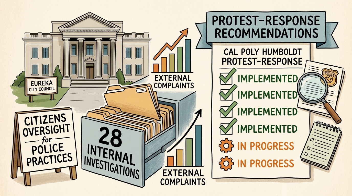 Eureka police oversight board reports 28 internal investigations, two protest-response recommendations still in progress