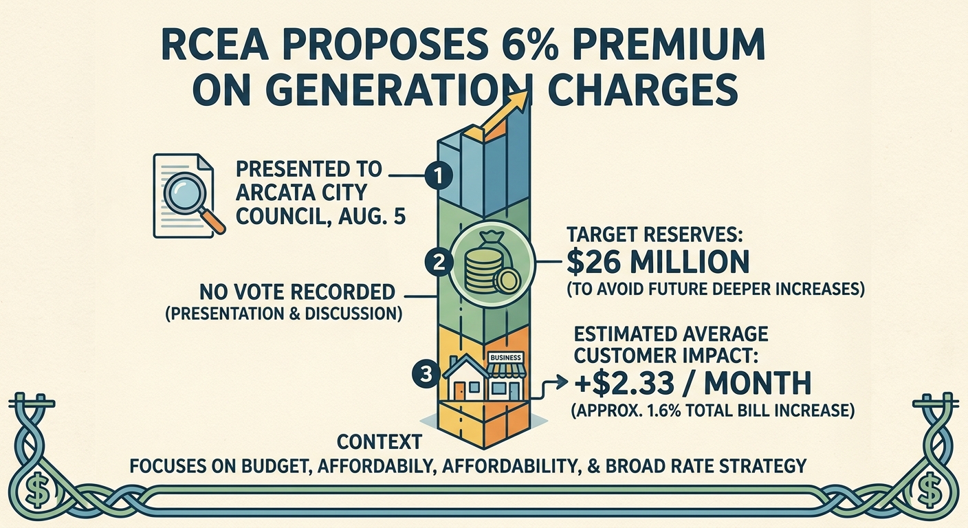 Arcata council hears RCEA pitch for 6% generation-rate premium