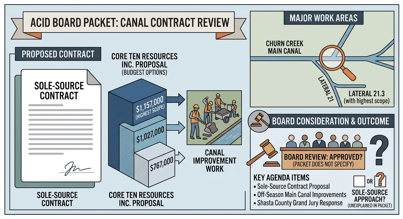 ACID packet puts sole-source Core Ten canal contract up to $1.157 million before board