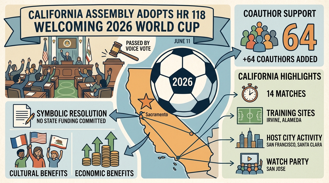 Assembly adopts resolution welcoming 2026 World Cup to California after adding 64 coauthors