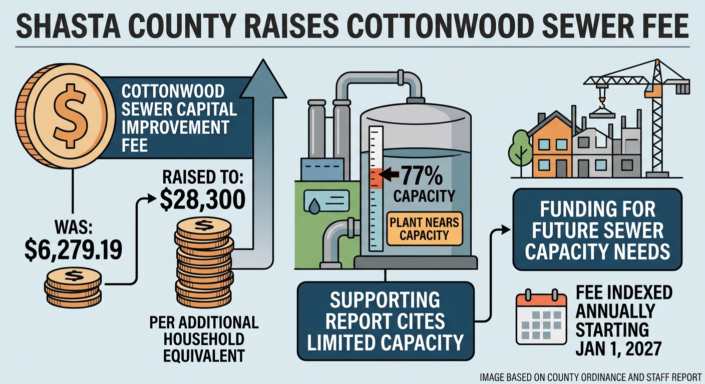 Shasta County raises Cottonwood sewer capital fee to $28,300 as plant nears capacity