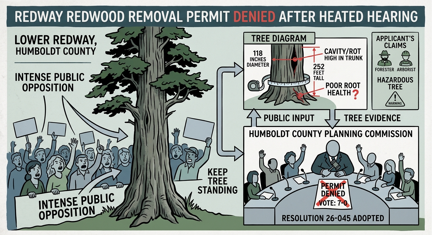 Humboldt planners deny Redway redwood removal permit after heated hearing