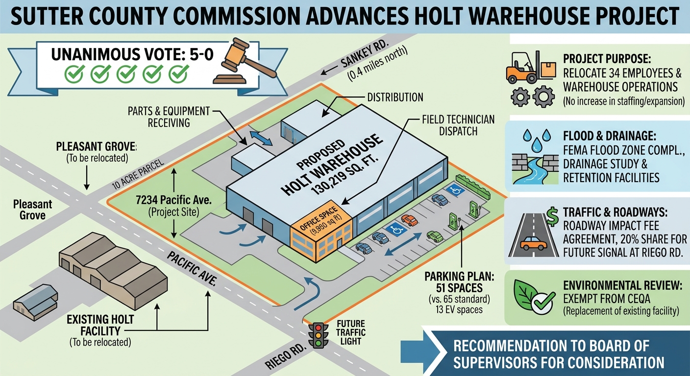 Sutter County commission advances 130,219-square-foot Holt warehouse near Pleasant Grove