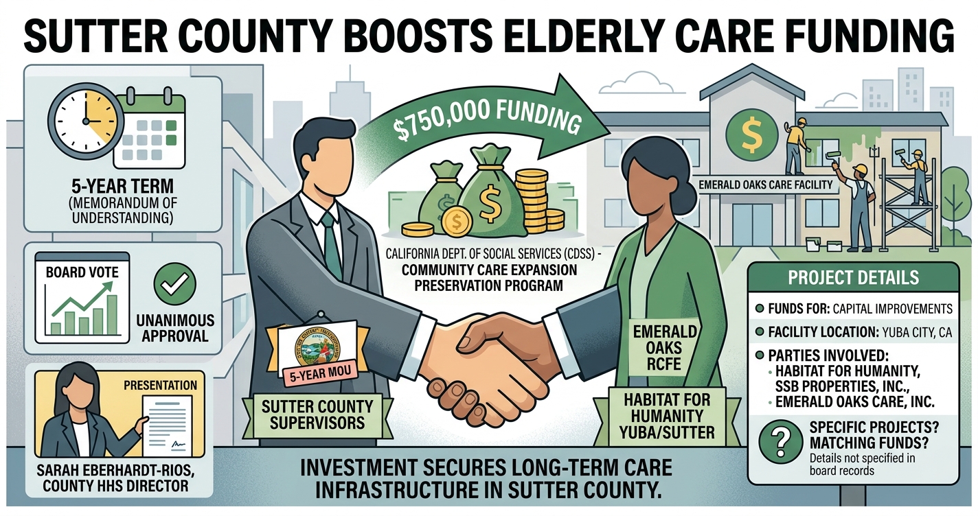 Sutter County backs $750,000 Emerald Oaks care-facility funding plan