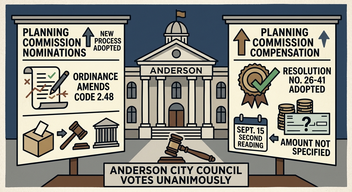 Anderson council advances changes to Planning Commission nominations, compensation