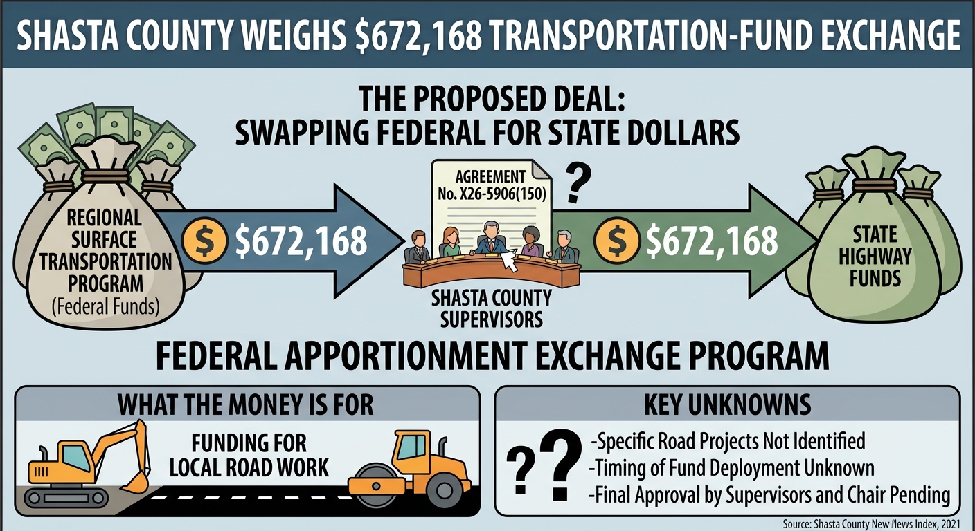 Shasta supervisors weigh $672,168 transportation-fund exchange with state highway dollars