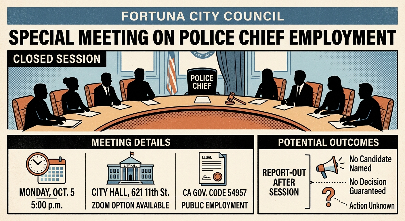 Fortuna council sets closed session on police chief employment