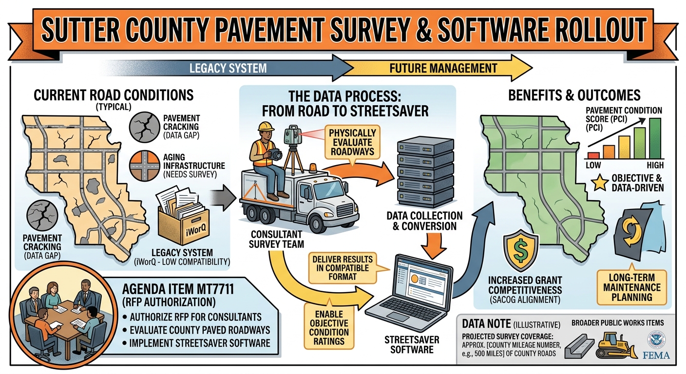 Sutter County moves toward countywide pavement survey tied to Street Saver rollout