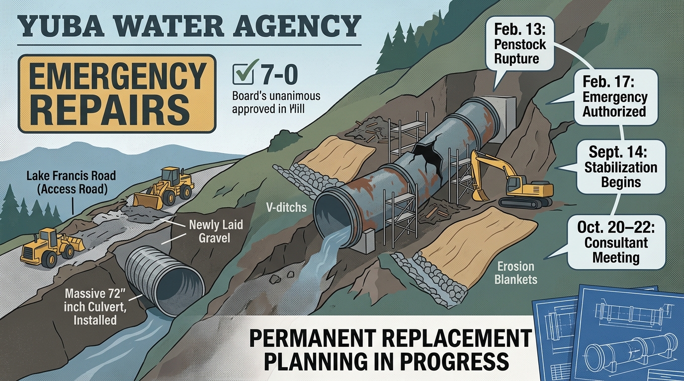 Yuba Water continues emergency Colgate penstock work as permanent replacement remains in planning