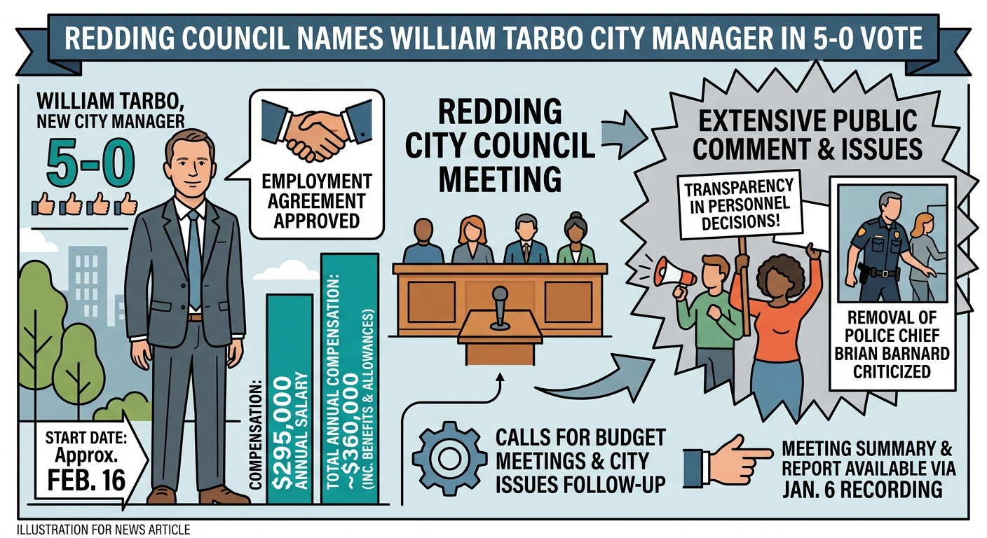 Redding council names William Tarbo as city manager in 5-0 vote
