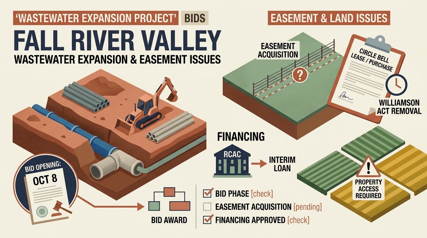Fall River Valley wastewater expansion enters bid phase as easement issues remain