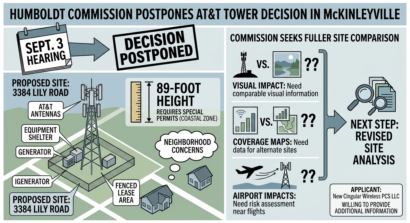 Humboldt commission postpones McKinleyville AT&T tower decision, seeks fuller site comparison