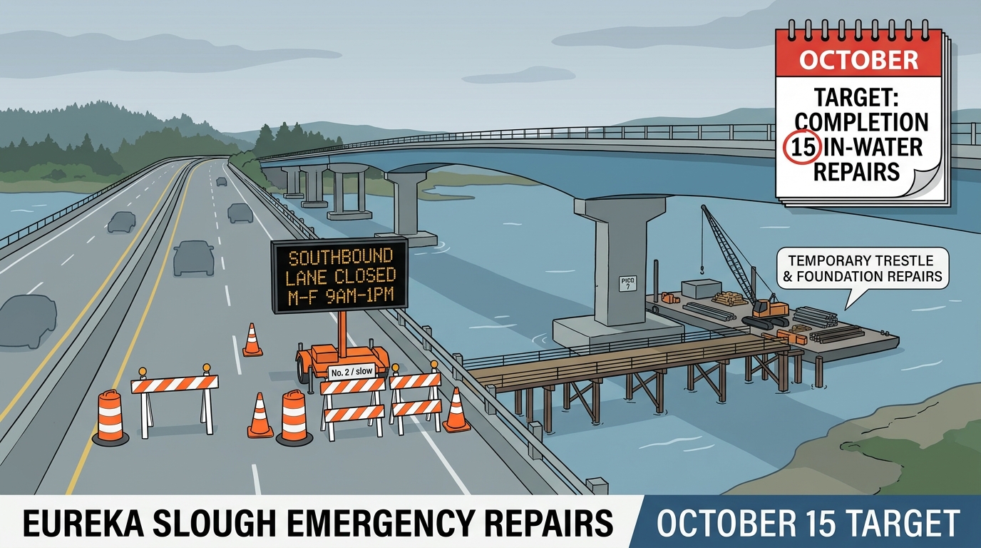 Eureka Slough emergency bridge repairs targeted for Oct. 15