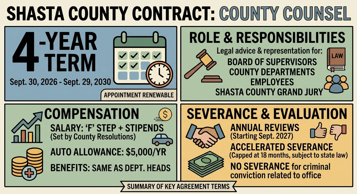 Shasta County contract sets four-year term for County Counsel Joseph Larmour