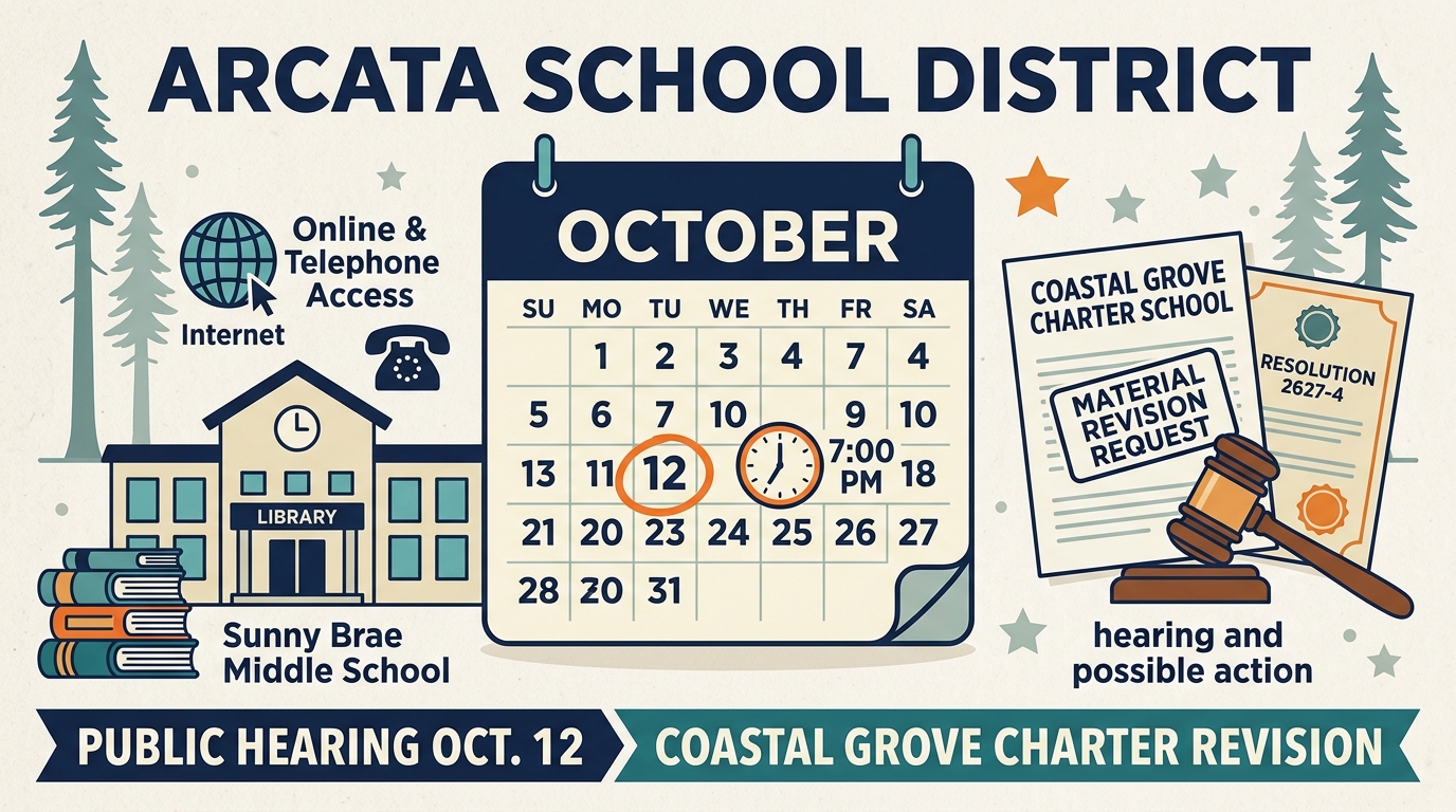 Arcata school board sets Oct. 12 hearing on Coastal Grove charter revision