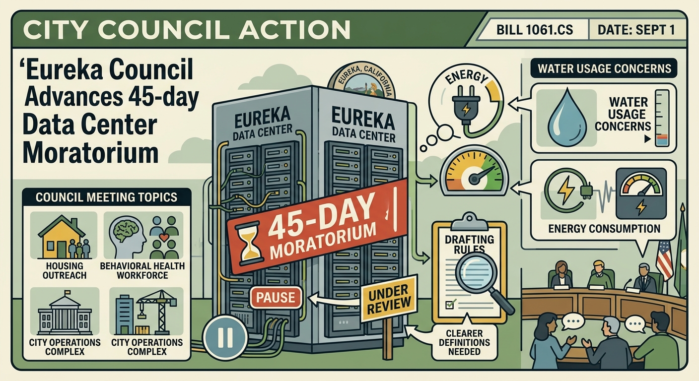 Eureka council advances 45-day data center moratorium while drafting rules