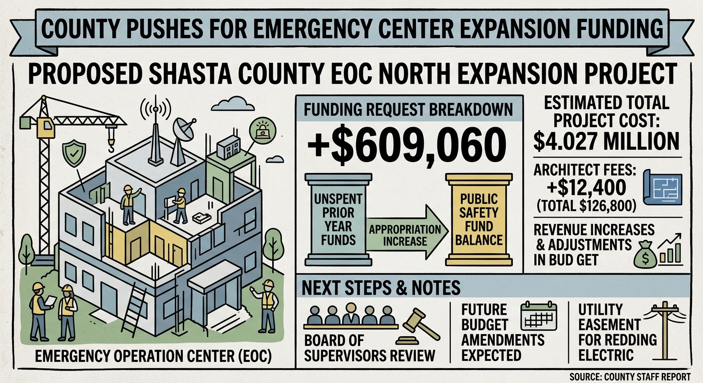 Shasta County staff seek $609,060 increase for EOC expansion
