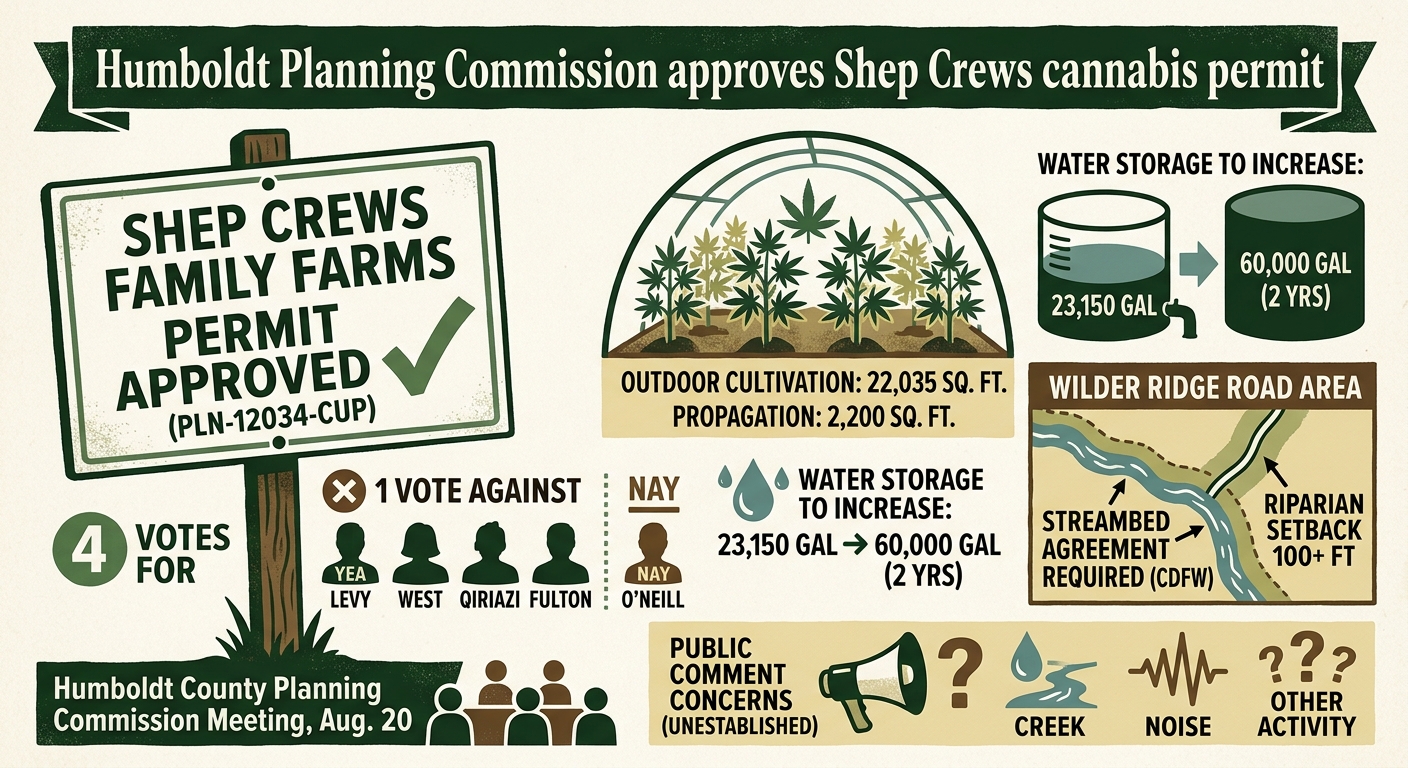 Humboldt Planning Commission approves Shep Crews cannabis permit in 4-1 vote