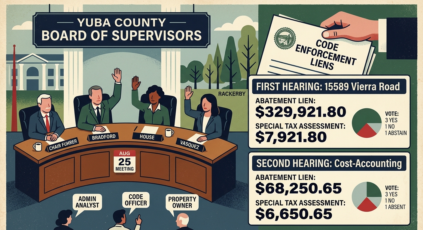 Yuba County approves two six-figure code-enforcement liens on Rackerby property